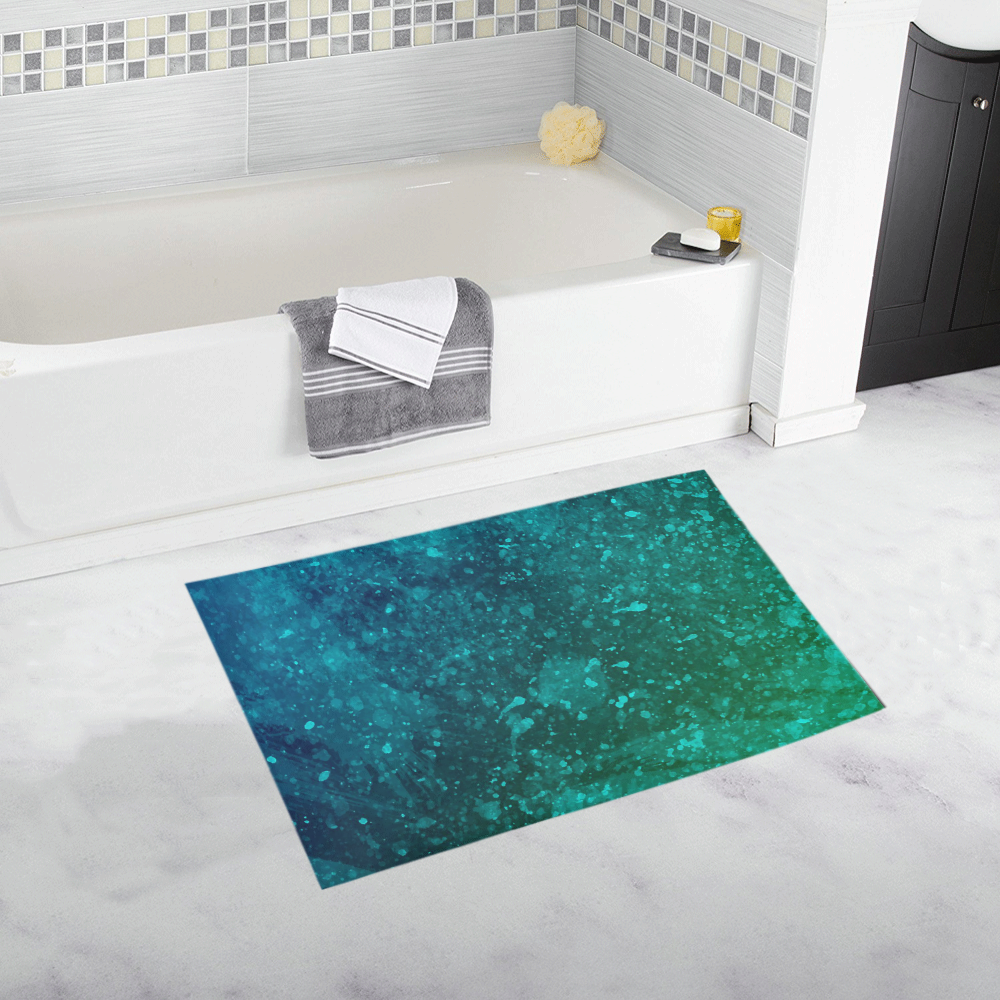 Blue and Green Abstract Bath Rug 20''x 32''