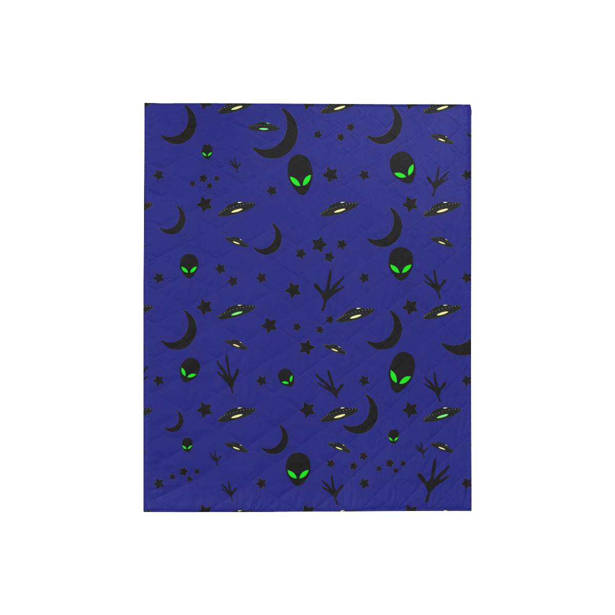 Alien Flying Saucers Stars Pattern Quilt 40"x50"