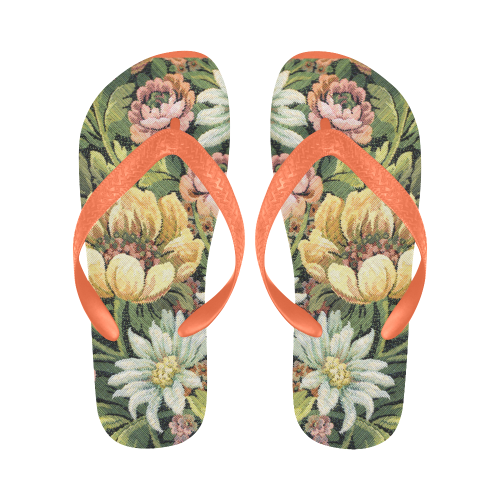 grandma's comfy vintage floral Flip Flops for Men/Women (Model 040)