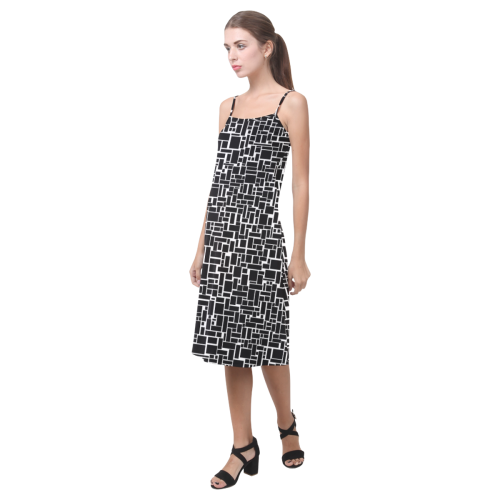 BLACK AND WHITE BOX PATTERN Alcestis Slip Dress (Model D05)
