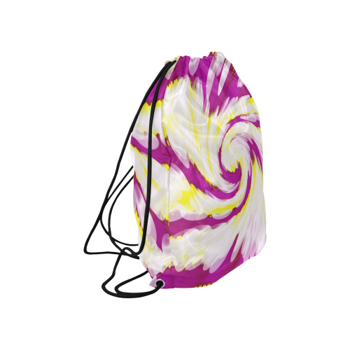 Pink Yellow Tie Dye Swirl Abstract Large Drawstring Bag Model 1604 (Twin Sides)  16.5"(W) * 19.3"(H)