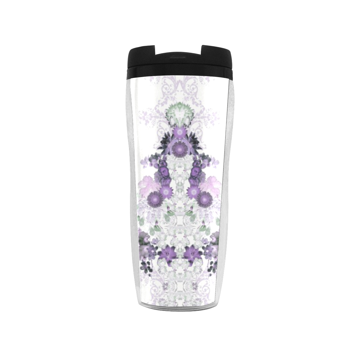 floral-white and purple Reusable Coffee Cup (11.8oz)
