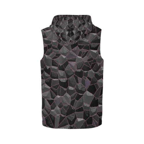 Anthracite All Over Print Sleeveless Zip Up Hoodie for Men (Model H16)