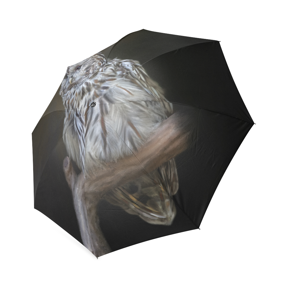 A lovely cute painted owl with a brown background Foldable Umbrella (Model U01)
