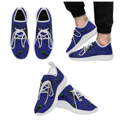 Alien Flying Saucers Stars Pattern (Blue/White) Dolphin Ultra Light Running Shoes for Men (Model 035)