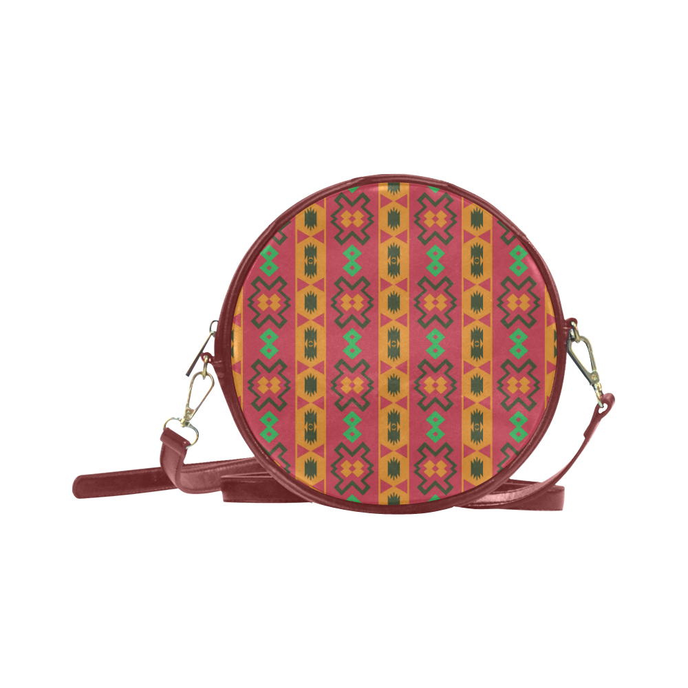 Tribal shapes in retro colors (2) Round Sling Bag (Model 1647)