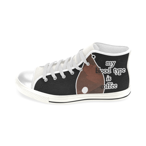 My blood type is coffee! Men’s Classic High Top Canvas Shoes (Model 017)