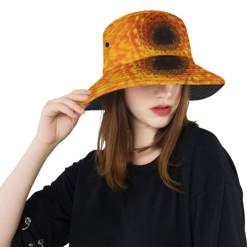 Yellow Flower Tangle FX All Over Print Bucket Hat