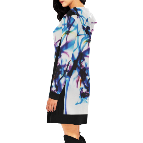 Abstract Photographic Drawing All Over Print Hoodie Mini Dress (Model H27)