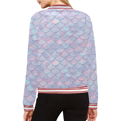 Mermaid Scales All Over Print Bomber Jacket for Women (Model H21)