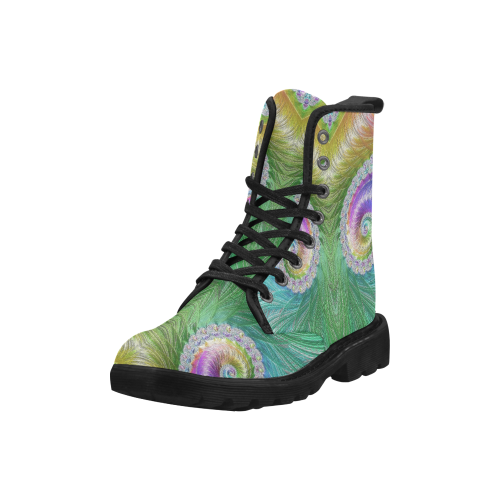 Frax Fractal Rainbow Martin Boots for Women (Black) (Model 1203H)