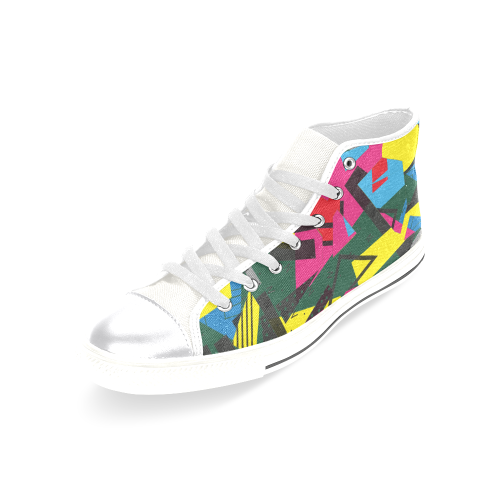 Crolorful shapes Women's Classic High Top Canvas Shoes (Model 017)