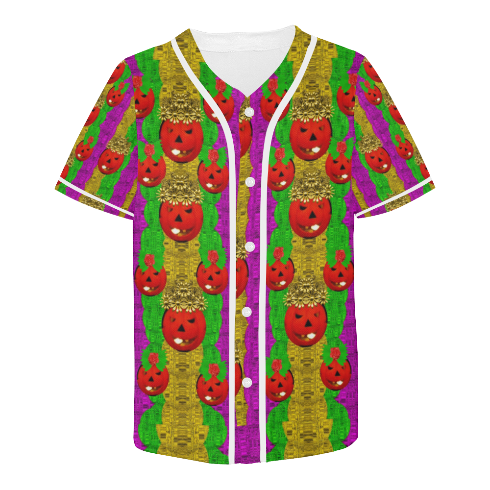 Girls and boys pumkins with owls and roses All Over Print Baseball Jersey for Men (Model T50)