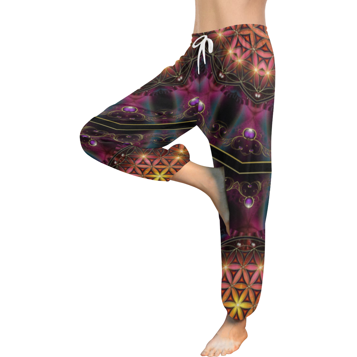 Flower Of Life Jewel Kaleidoscope Half Women's All Over Print Harem Pants (Model L18)
