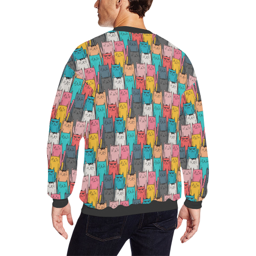 Cartoon Cat Pattern All Over Print Crewneck Sweatshirt for Men/Large (Model H18)