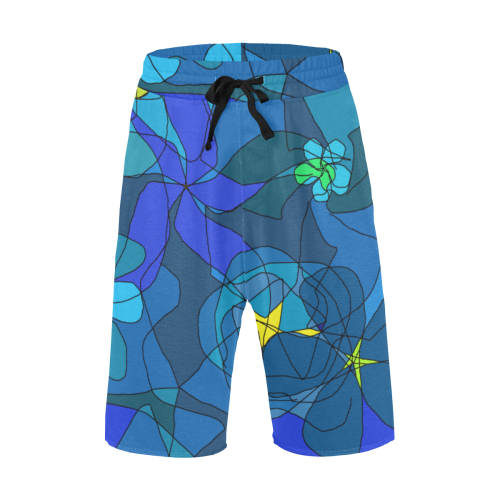 Abstract Blue Floral Design 2020 Men's All Over Print Casual Shorts (Model L23)