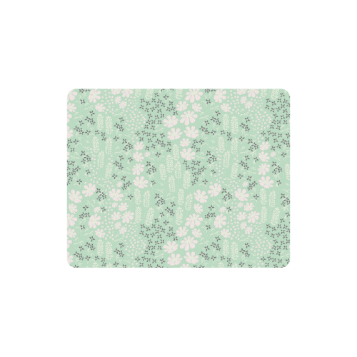 Mint Floral Pattern Rectangle Mousepad