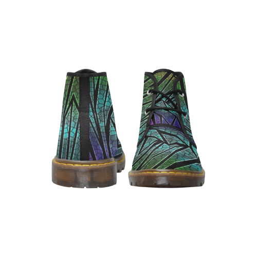 Neon Rainbow Cracked Mosaic Men's Canvas Chukka Boots (Model 2402-1)