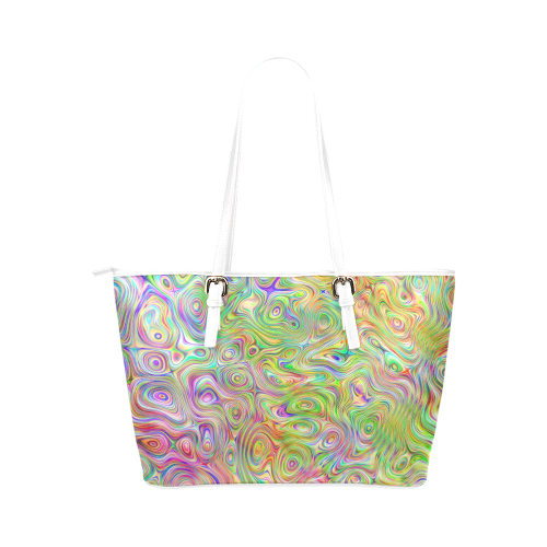 Abstract Art - Wamble Bomb 1 Leather Tote Bag/Small (Model 1651)