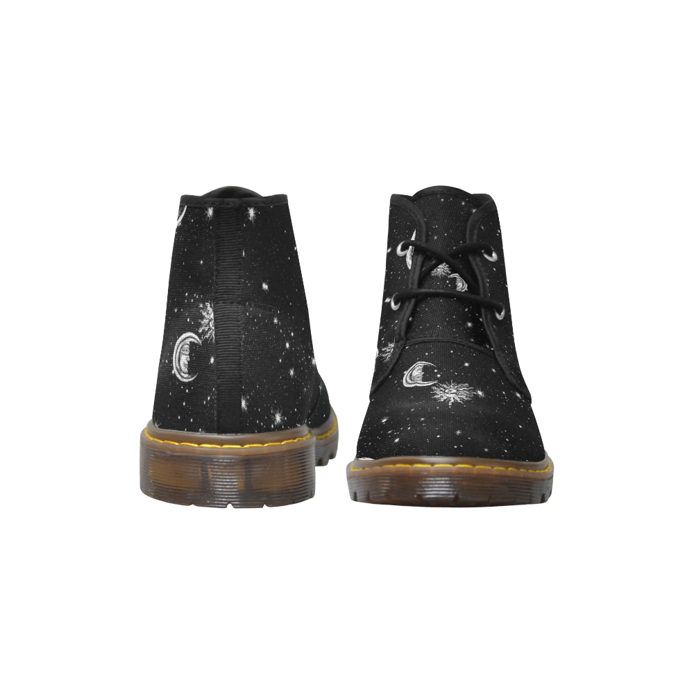 Mystic Stars, Moon and Sun Women's Canvas Chukka Boots (Model 2402-1)