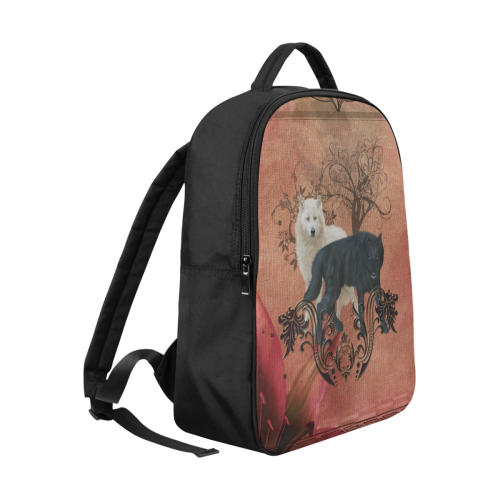 Awesome black and white wolf Popular Fabric Backpack (Model 1683)