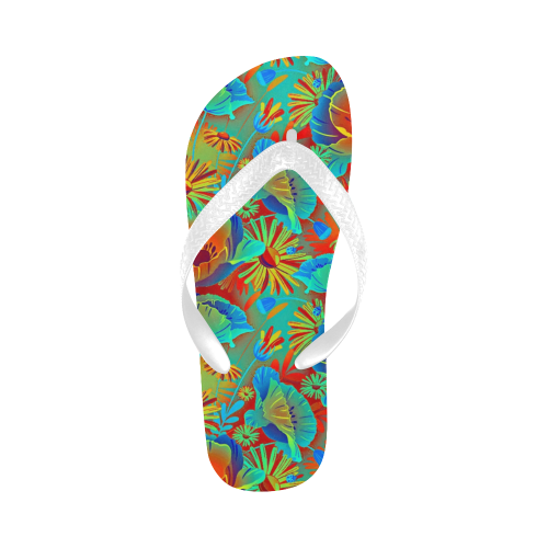 bright tropical floral Flip Flops for Men/Women (Model 040)
