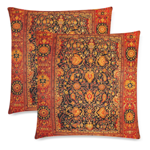 PERSIAN PATTERNS Custom Zippered Pillow Cases 18"x 18" (Twin Sides) (Set of 2)