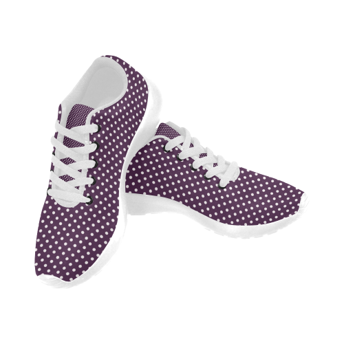 Burgundy polka dots Kid's Running Shoes (Model 020)