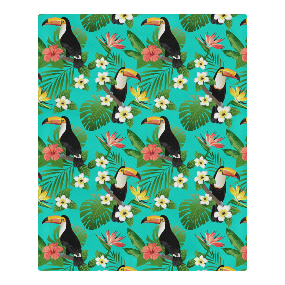 Tropical Summer Toucan Pattern 3-Piece Bedding Set