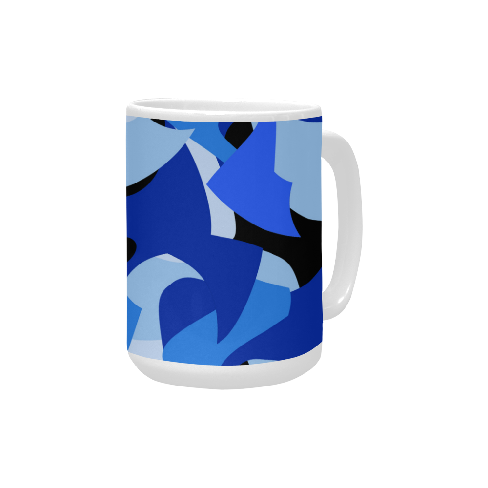 Camouflage Abstract Blue and Black Custom Ceramic Mug (15OZ)