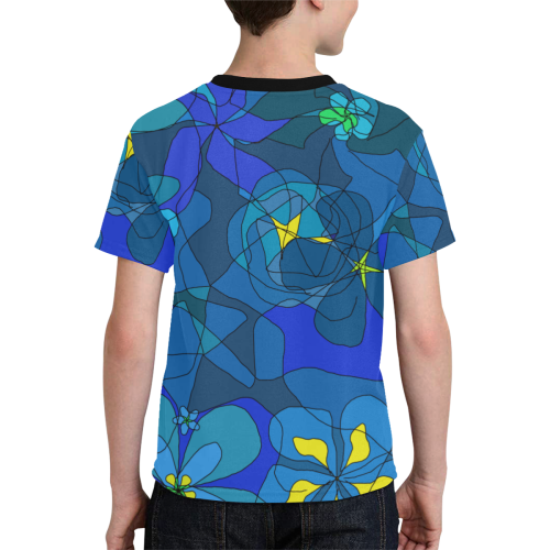 Abstract Blue Floral Design 2020 Kids' All Over Print T-shirt (Model T65)