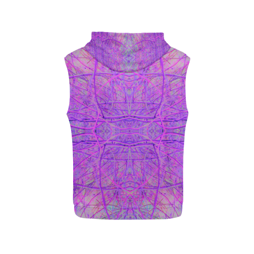 Hot Pink and Purple Abstract Branch Pattern All Over Print Sleeveless Hoodie for Men (Model H15)