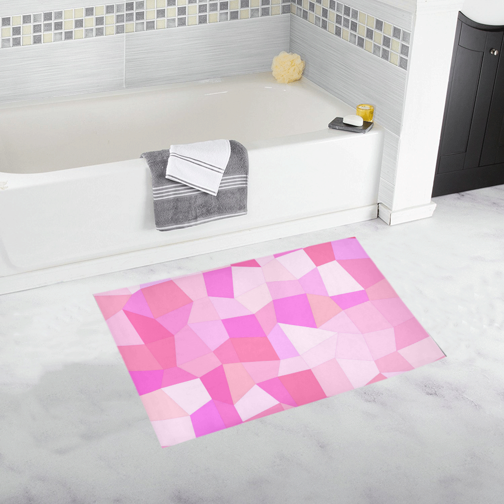 Bright Pink Mosaic Bath Rug 20''x 32''