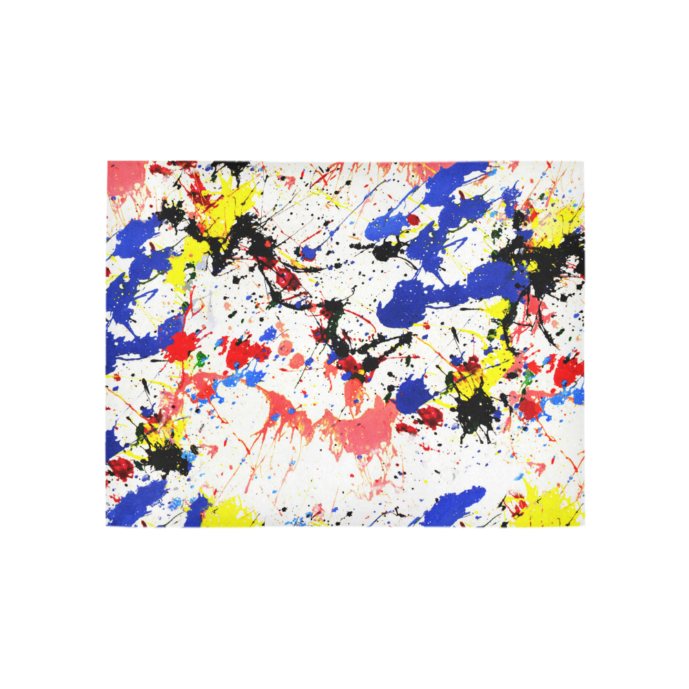 Blue and Red Paint Splatter Area Rug 5'3''x4'