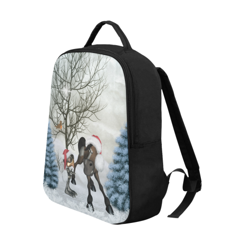 Christmas cute bird and horse Popular Fabric Backpack (Model 1683)