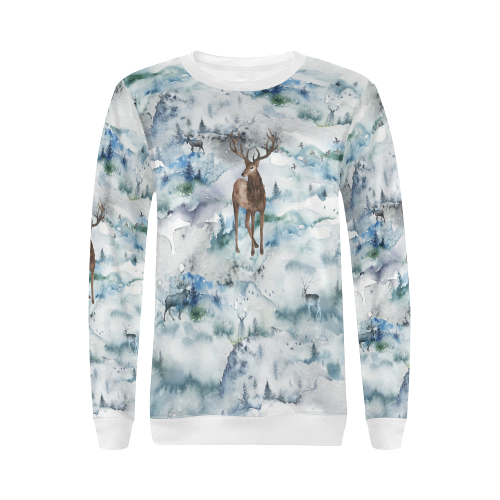 Oh My Deer All Over Print Crewneck Sweatshirt for Women (Model H18)