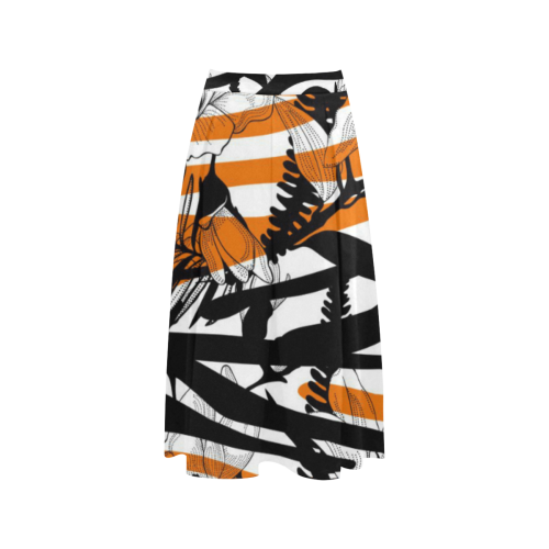 Floral Tiger Print Aoede Crepe Skirt (Model D16)