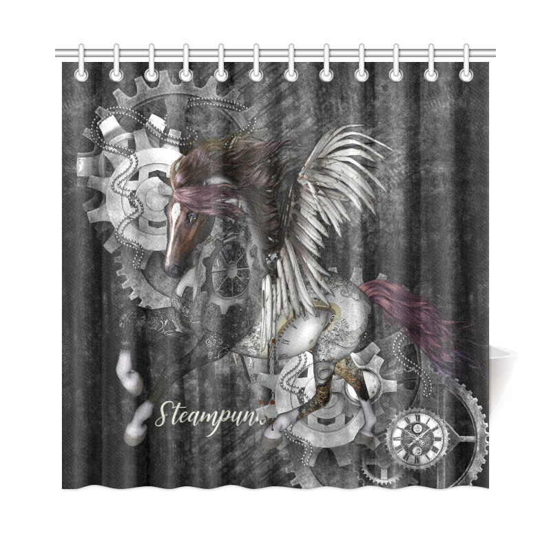 Aweswome steampunk horse with wings Shower Curtain 72"x72"