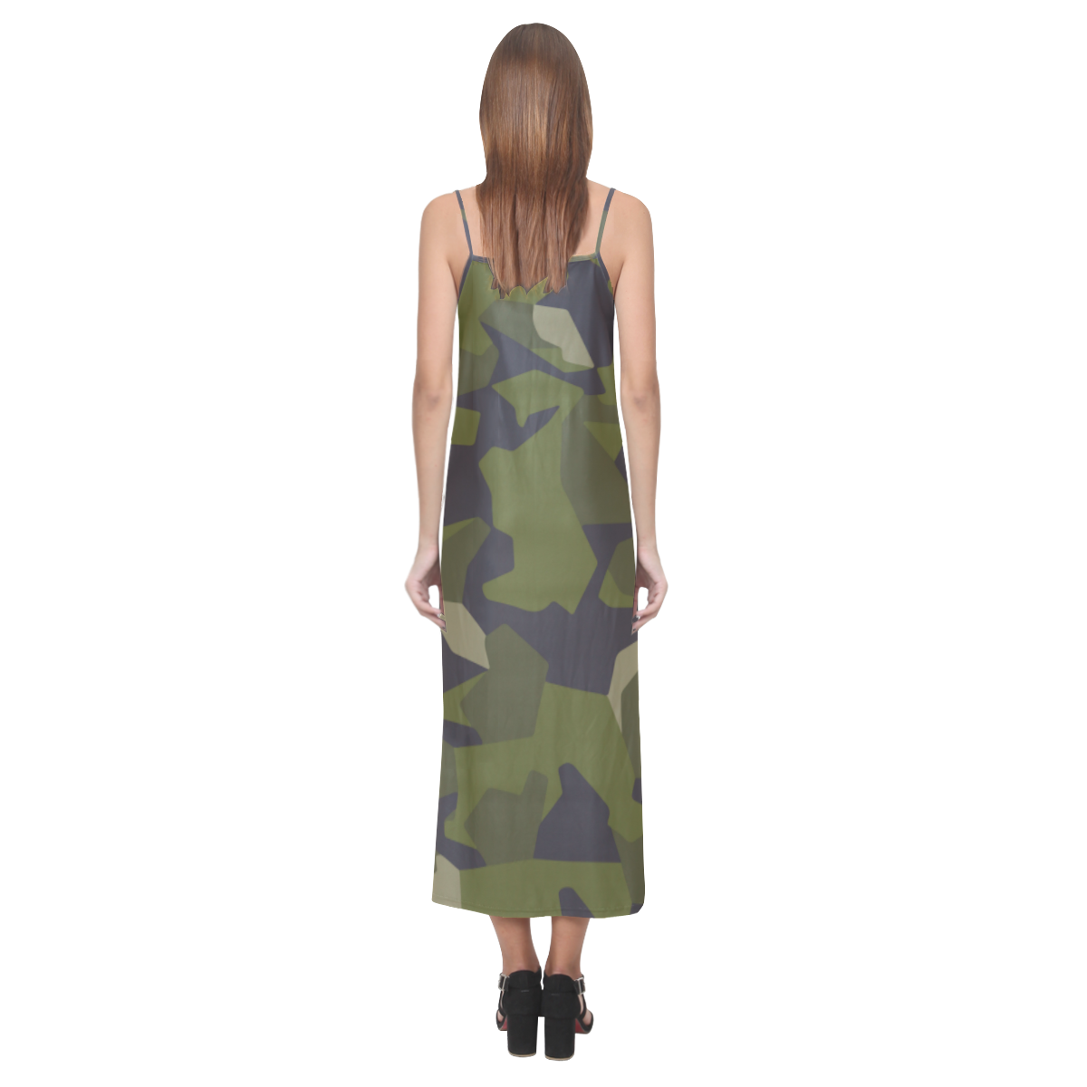 Swedish M90 woodland camouflage V-Neck Open Fork Long Dress(Model D18)