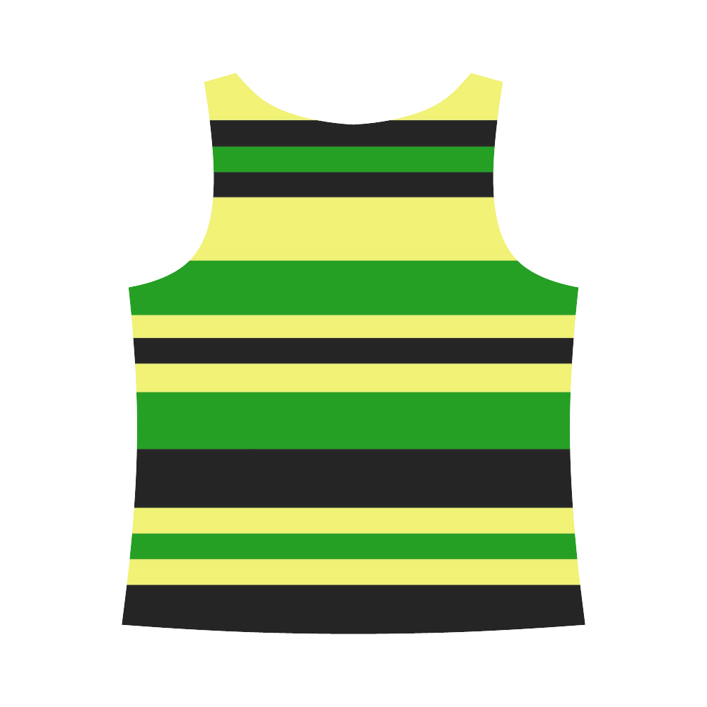 Jamaican inspired Yellow, Black and Green Stripes All Over Print Tank Top for Women (Model T43)