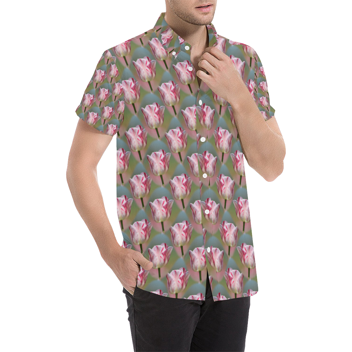 Tulip20170432_by_JAMColors Men's All Over Print Short Sleeve Shirt (Model T53)