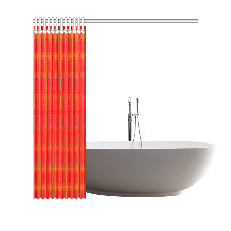 Red orange multicolored multiple squares Shower Curtain 69"x70"