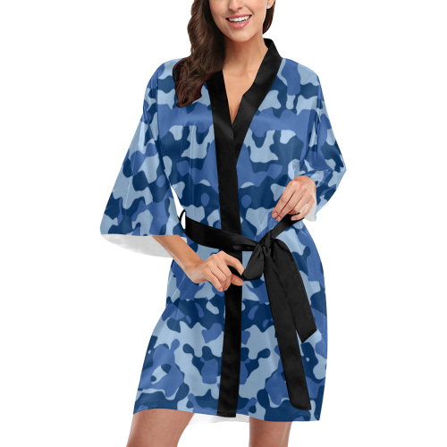 Blue Camouflage Kimono Robe