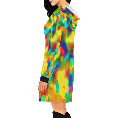 Colorful watercolors texture All Over Print Hoodie Mini Dress (Model H27)