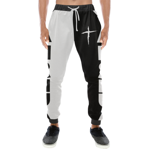 Yahshua Joggers (Black White) Men's All Over Print Sweatpants (Model L11)