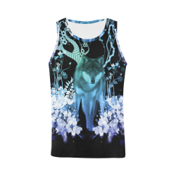 Awesome wolf with flowers All Over Print Tank Top for Men (Model T43)