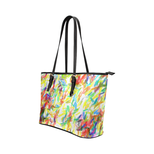 Colorful brush strokes Leather Tote Bag/Large (Model 1651)
