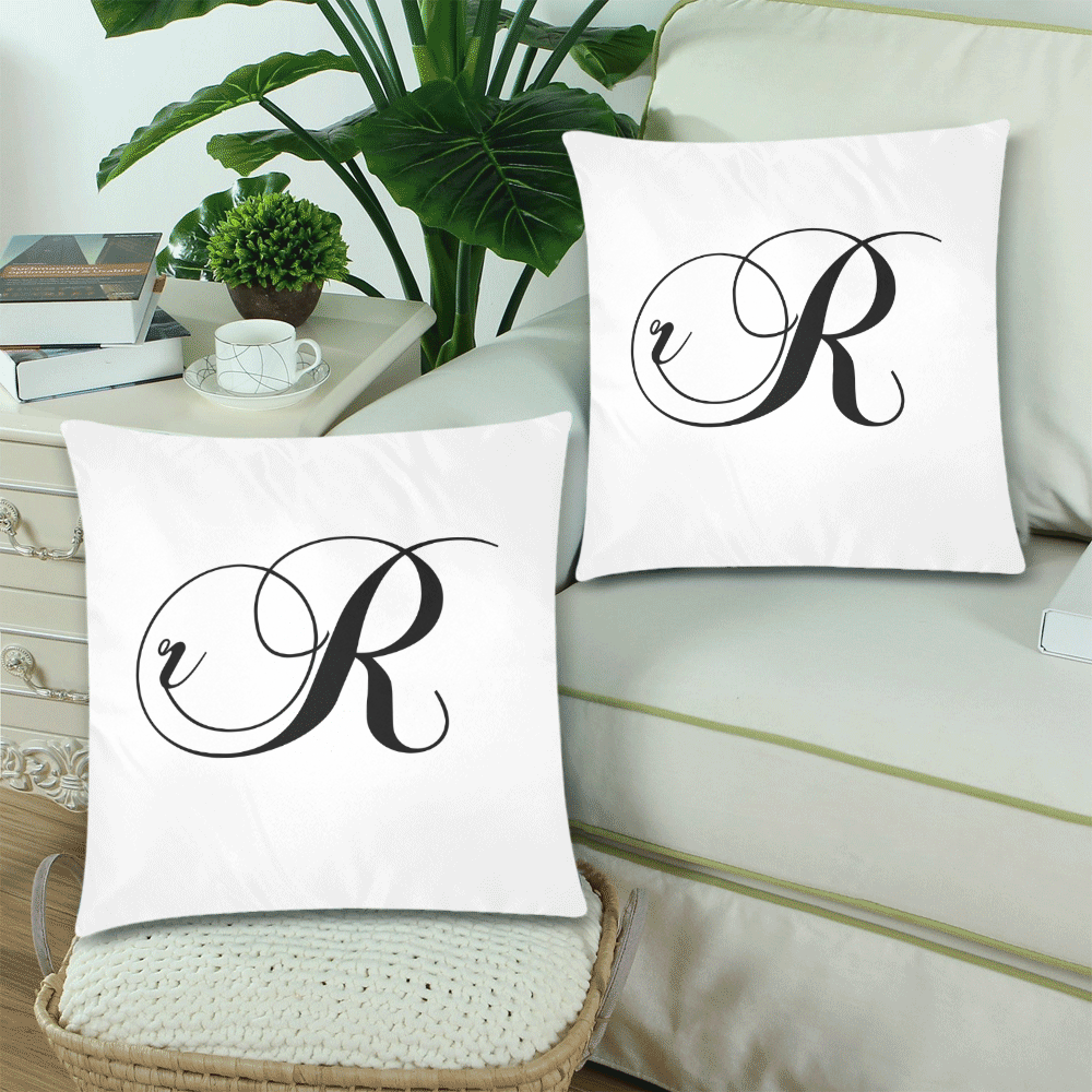 Alphabet R by Jera Nour Custom Zippered Pillow Cases 18"x 18" (Twin Sides) (Set of 2)