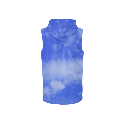 Blue Clouds All Over Print Sleeveless Zip Up Hoodie for Women (Model H16)