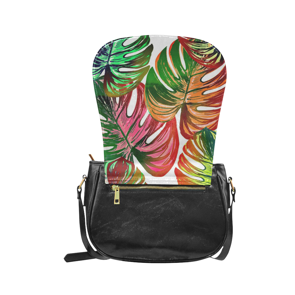 Pretty Leaves D by JamColors Classic Saddle Bag/Large (Model 1648)